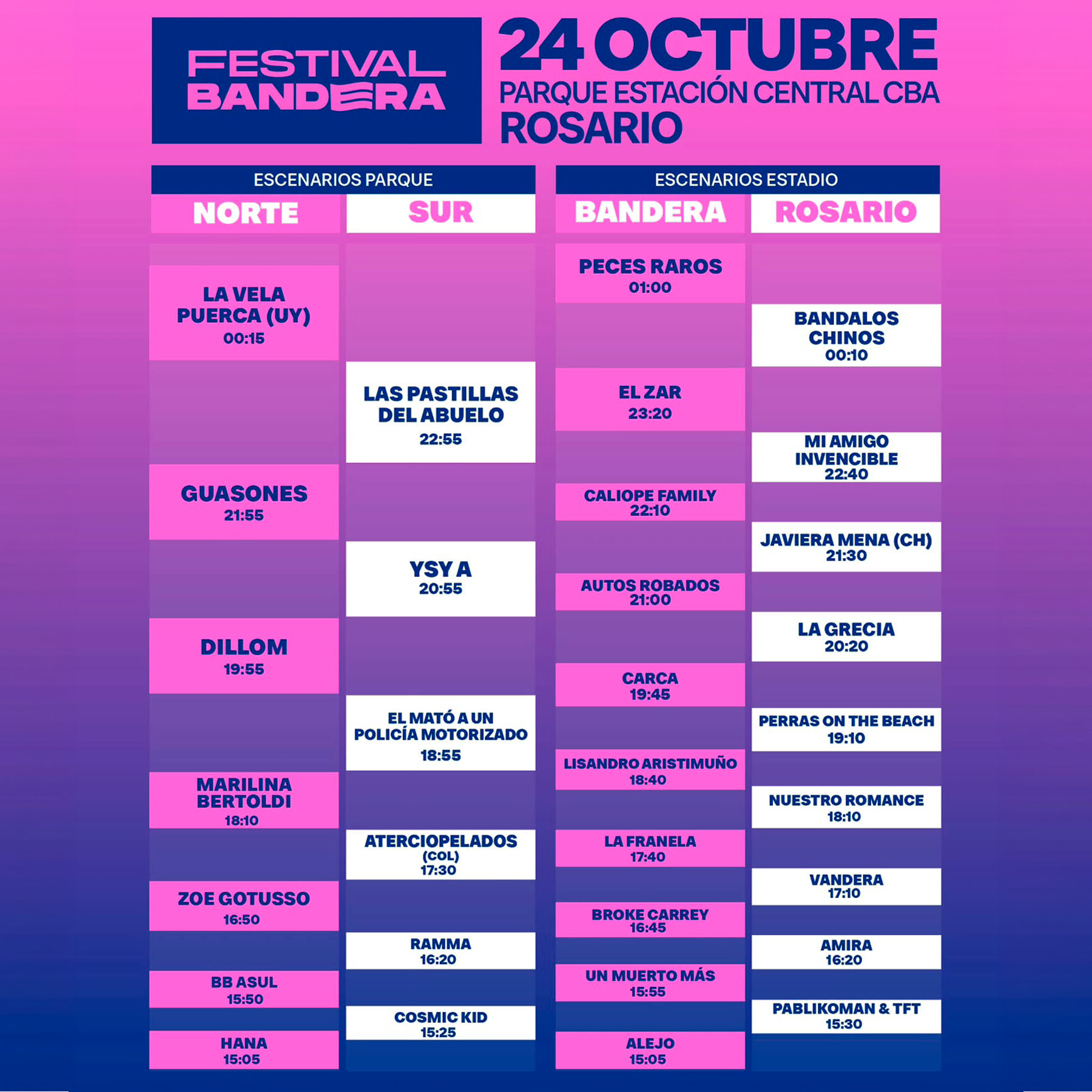 Cronograma Festival Bandera 2026