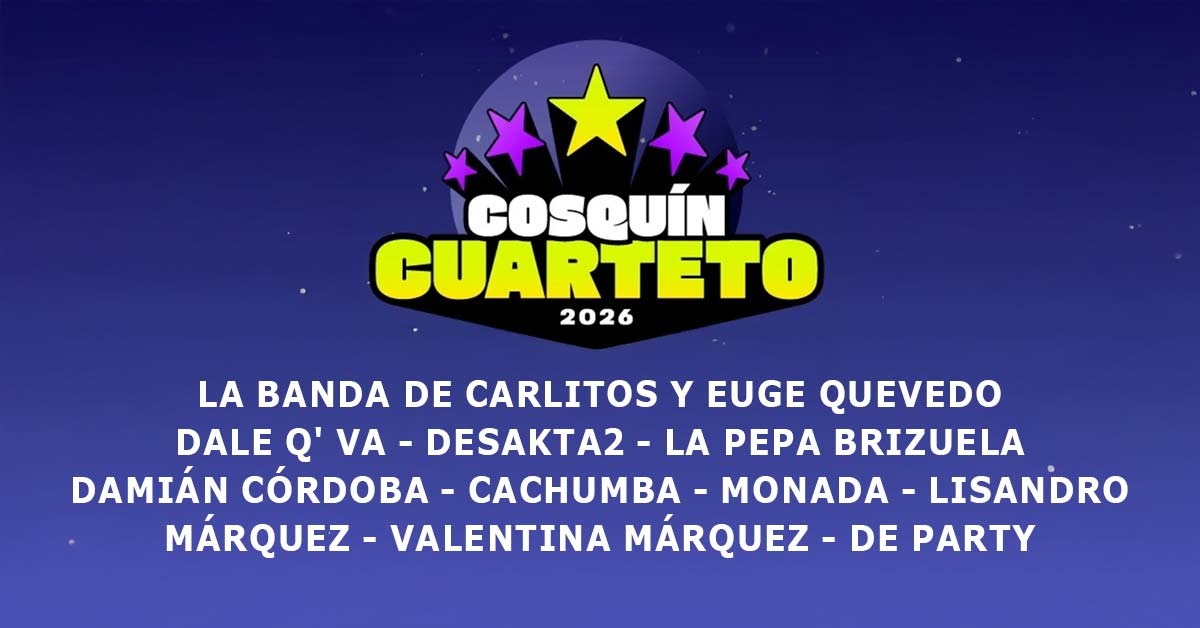 Grilla Artistas Cosquin Cuarteto sábado 7 de febrero de 2026