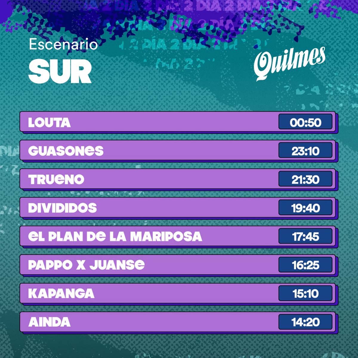 Line Up, Cronograma y Horarios de la Grilla del Día domingo 15 de febrero del Cosquín Rock 2026 - Escenario Sur