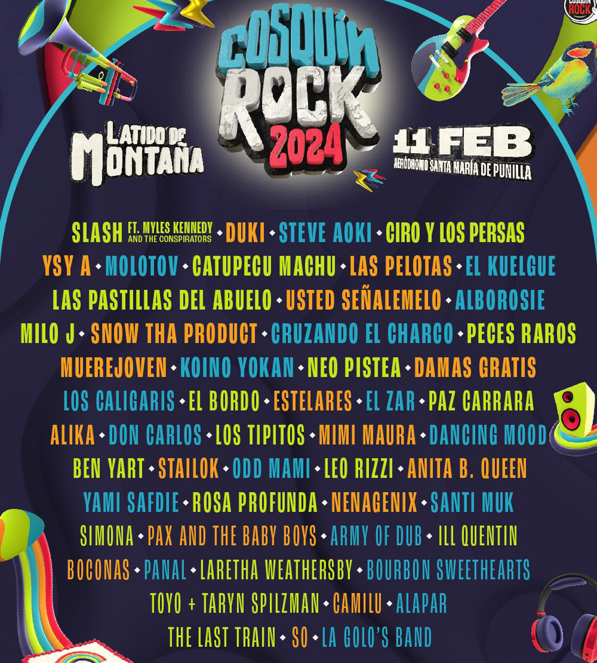 Grilla Cosquín Rock 2024 - Line Up Día Domingo 11 de Febrero de 2024