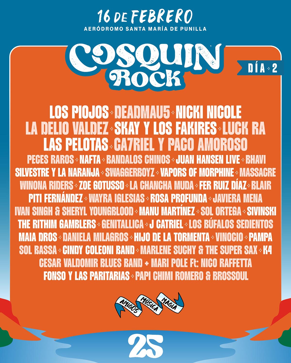Grilla Cosquín Rock 2025 - Line Up Día Domingo 11 de Febrero de 2025
