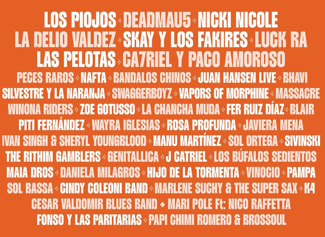 Grilla Cosquín Rock 2025 - Line Up Día domingo 16 de febrero de 2025