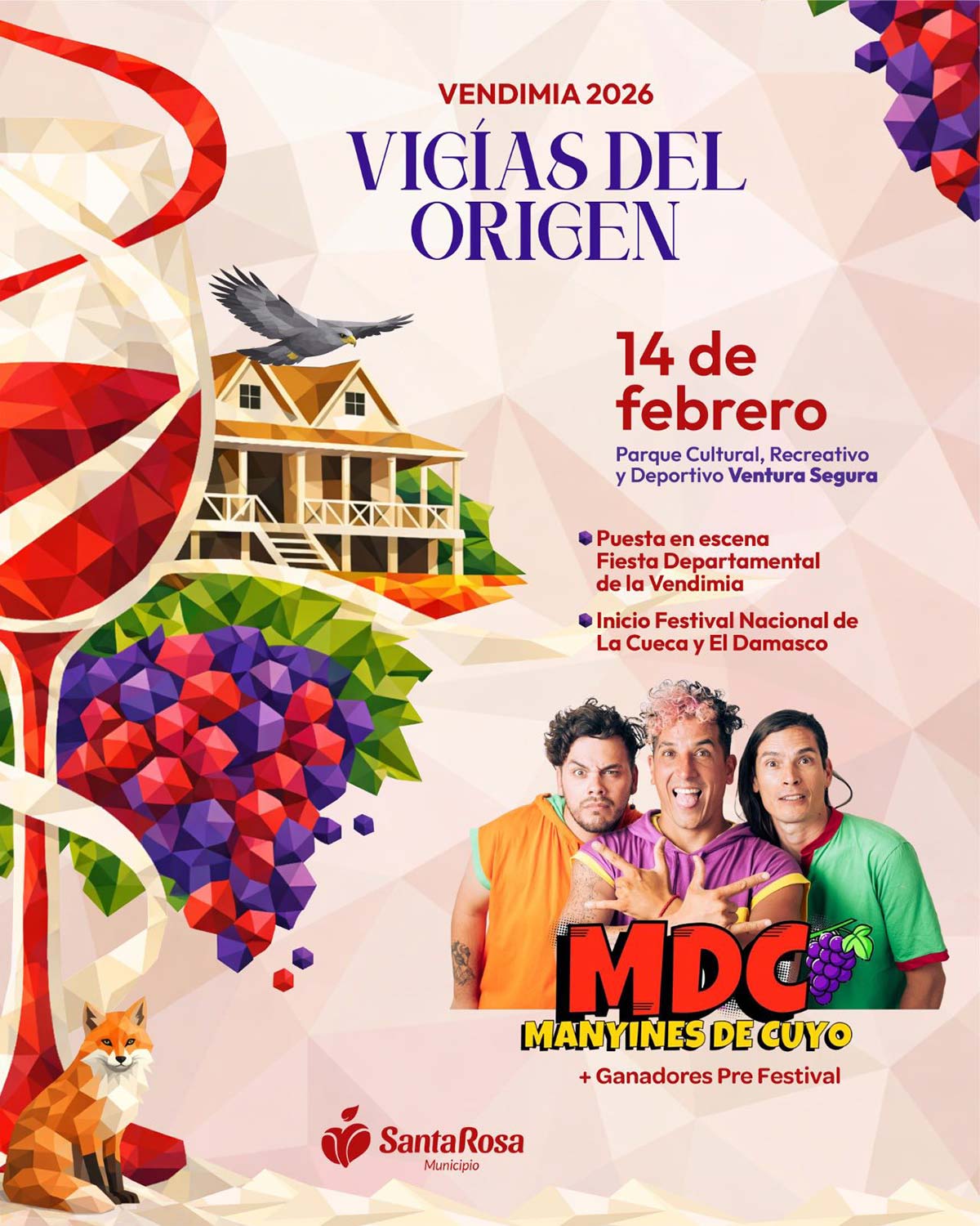 Grilla Artistas Festival de la Cueca y el Damasco sábado 14 de febrero de 2026