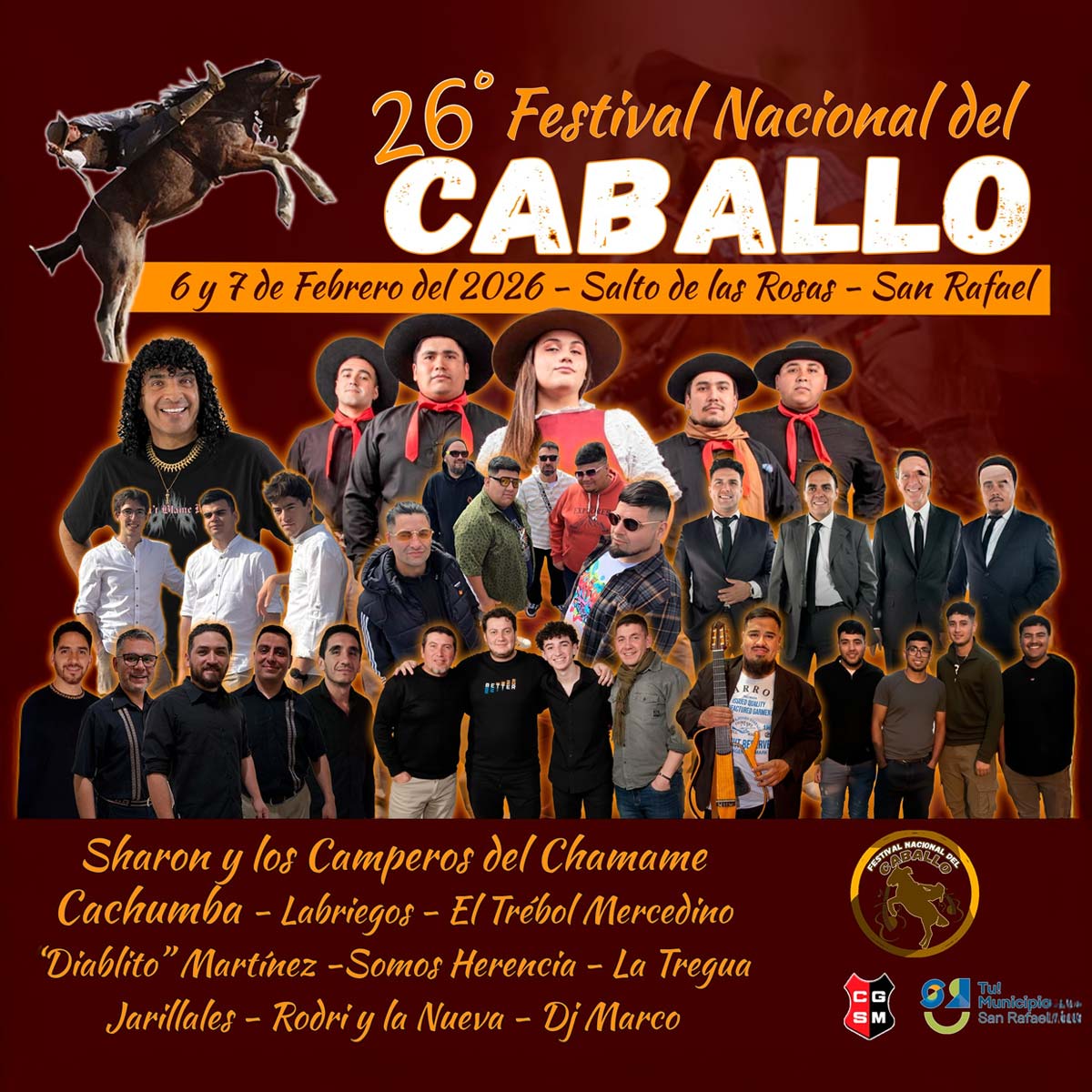 Grilla Artistas Festival Del Caballo de Salto De Las Rosas 2026