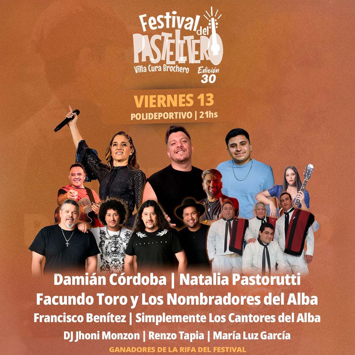 Grilla Artistas Festival Del Pastelitero viernes 13 de febrero de 2026