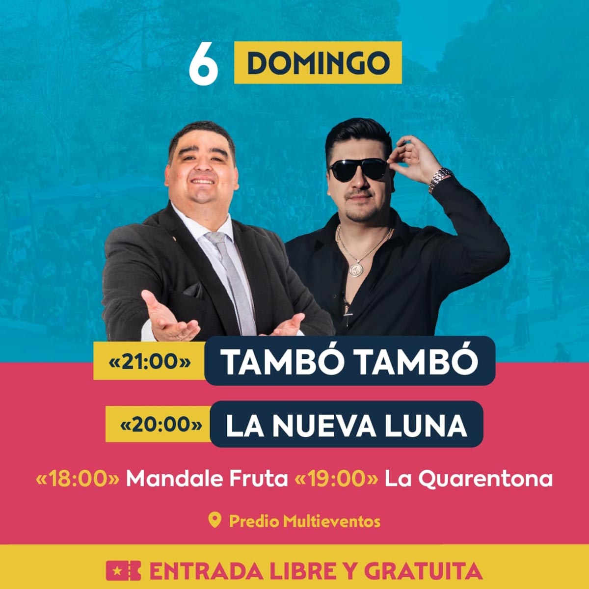Grilla Artistas Fiesta de la Colonización de San José domingo 6 de julio de 2025