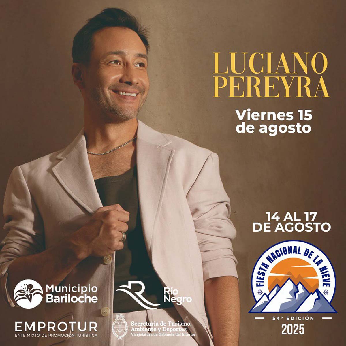 Grilla Artistas Fiesta De La Nieve viernes 15 de agosto de 2025