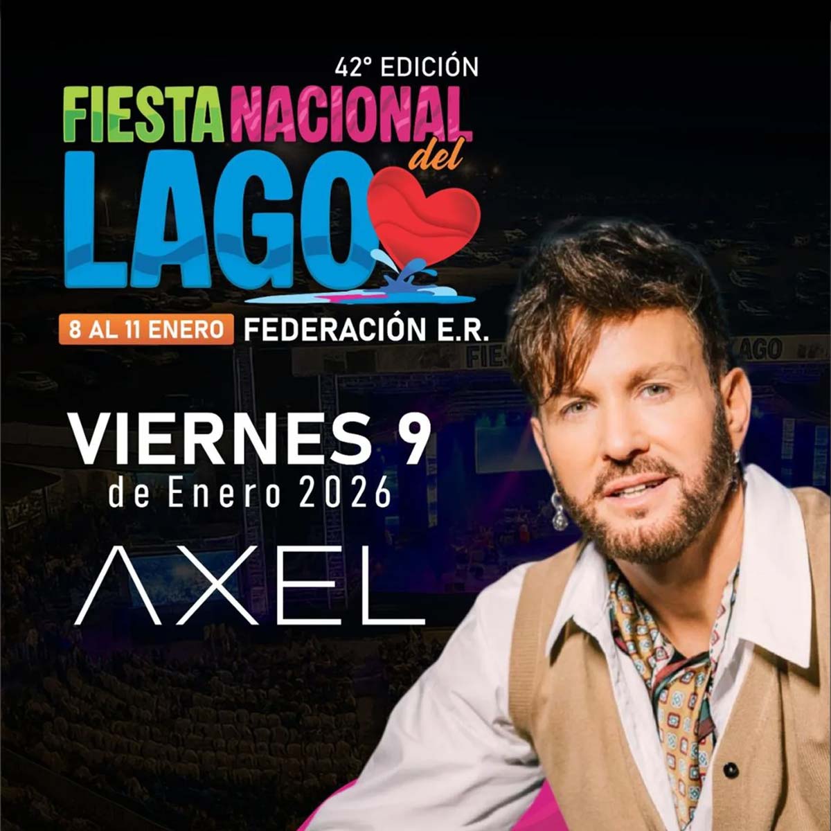 Grilla Artistas Fiesta Del Lago de Federación viernes 9 de enero de 2026