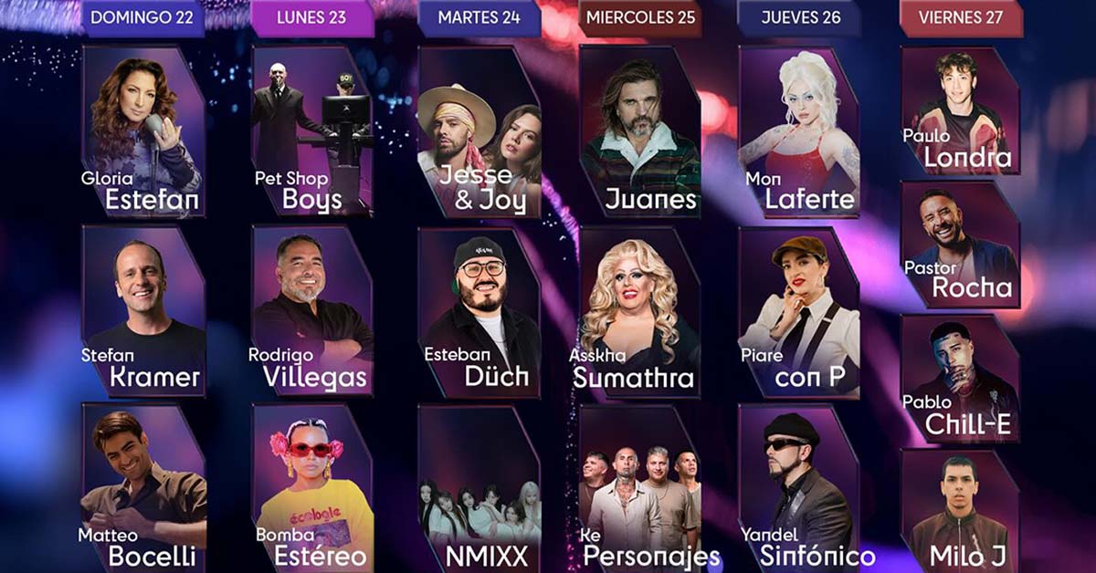 Parrilla Artistas Festival Viña Del Mar 2026