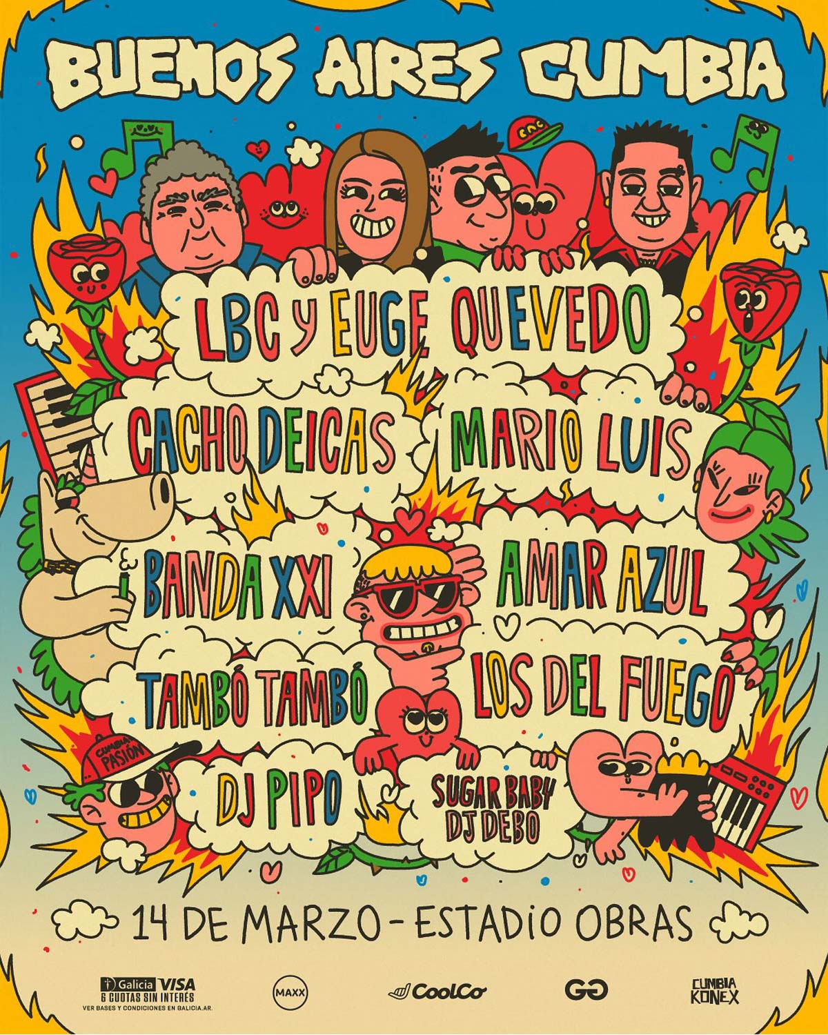 Grilla Artistas Festival Buenos Aires Cumbia sábado 14 de marzo de 2026