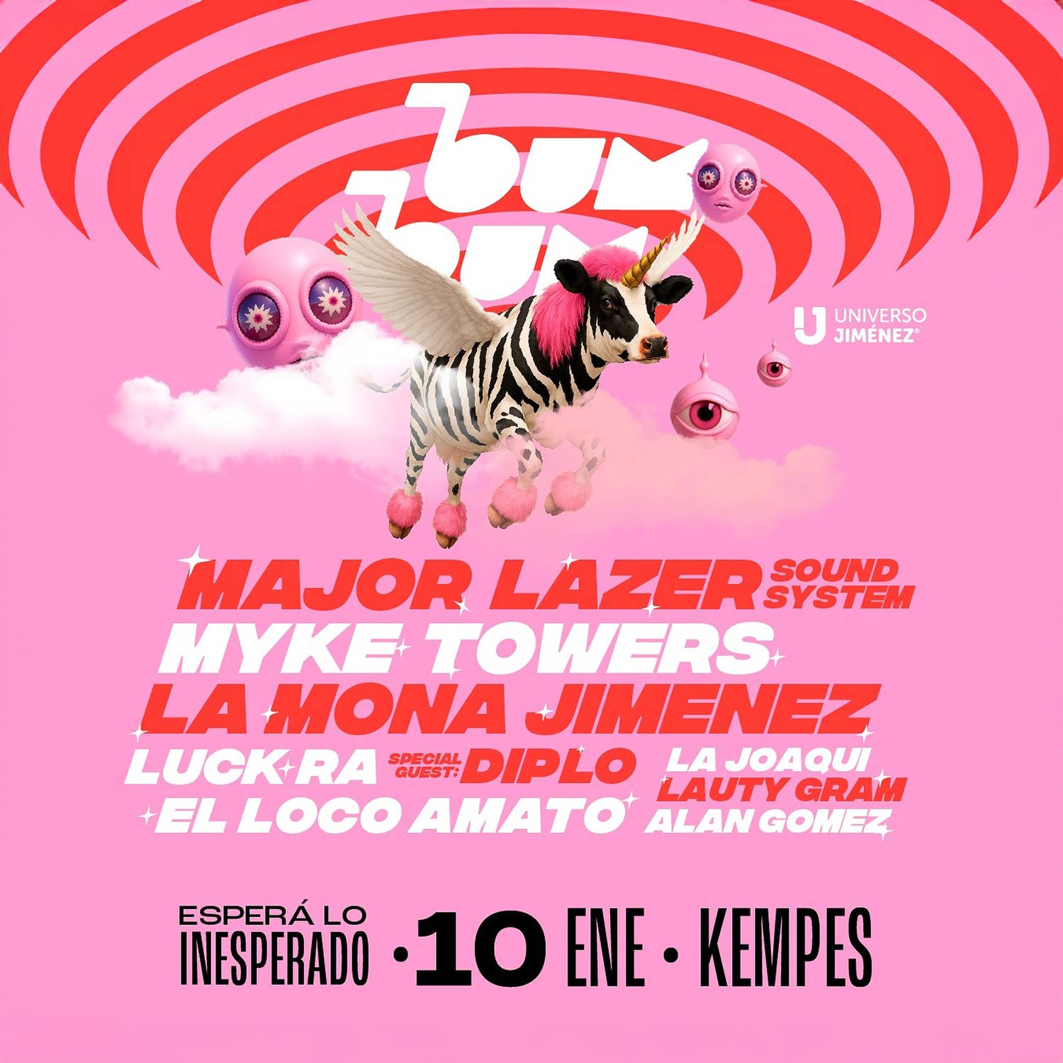 Grilla Artistas Festival Bum Bum sábado 10 de enero de 2026