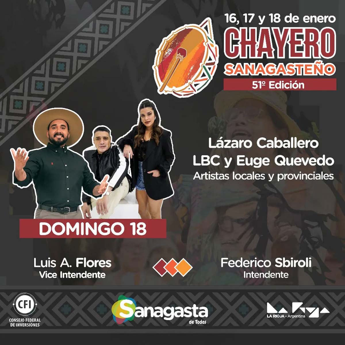Grilla Artistas Chayero Sanagasteño domingo 18 de enero de 2026