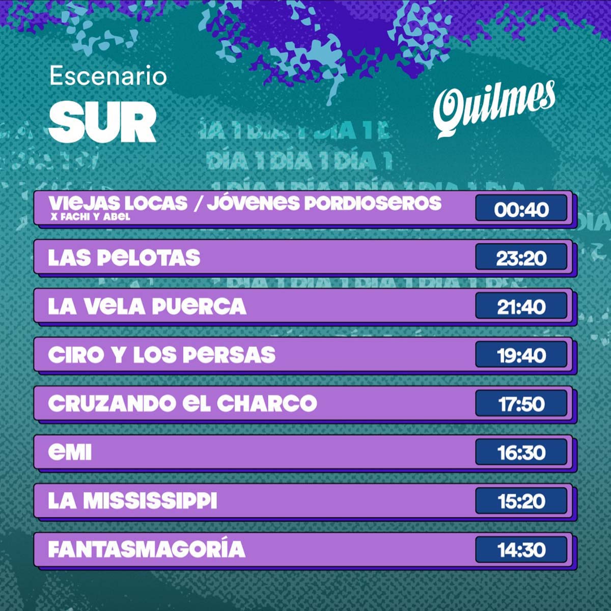 Line Up, Cronograma y Horarios de la Grilla del Día sábado 14 de febrero del Cosquín Rock 2026 - Escenario Sur