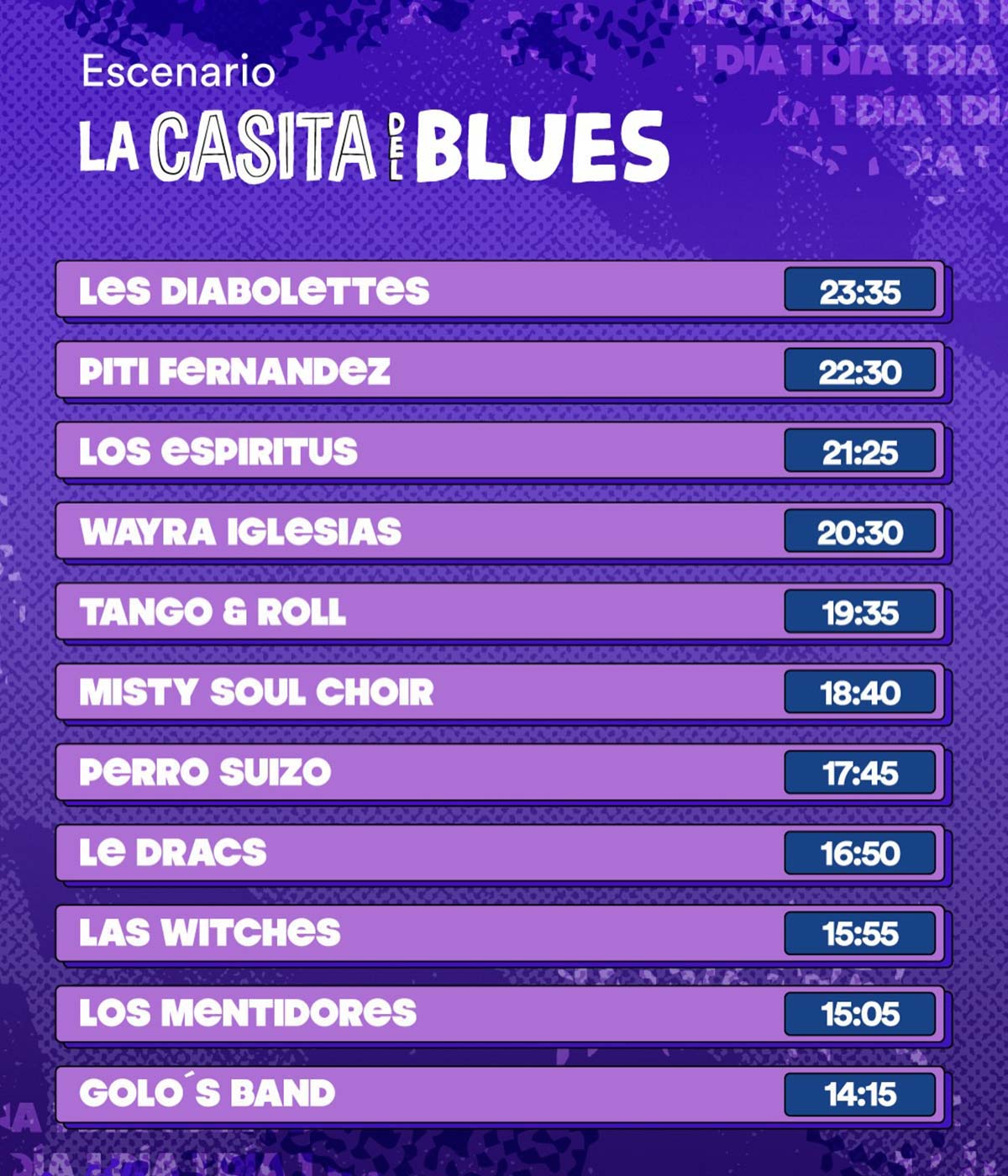 Line Up, Cronograma y Horarios de la Grilla del Día sábado 14 de febrero del Cosquín Rock 2026 - Escenario La Casita Del Blues