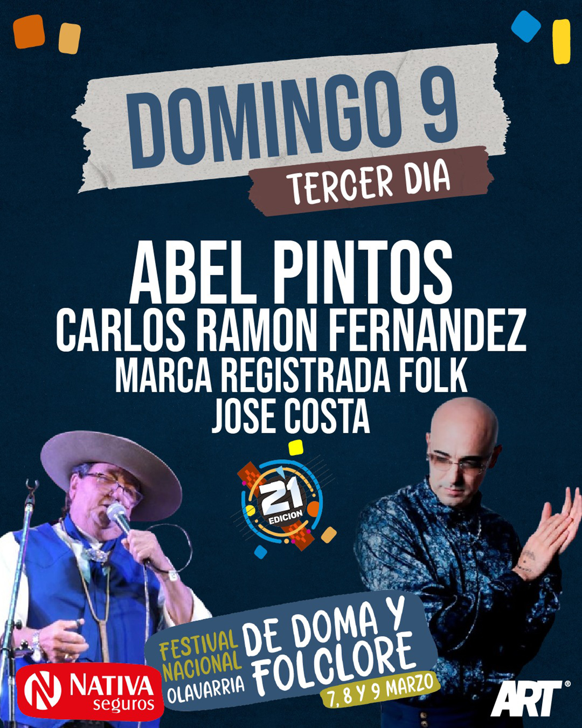 Grilla Artistas Festival de Doma y Folclore de Olavarria domingo 9 de marzo de 2025