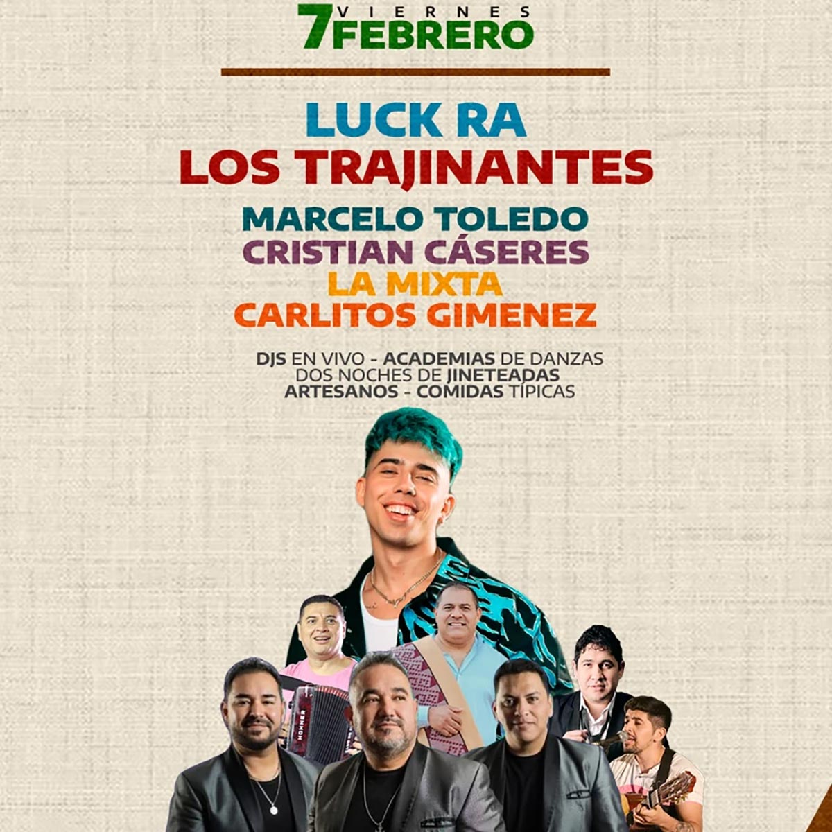 Grilla Artistas Festival de la Canción Popular viernes 7 de febrero de 2025