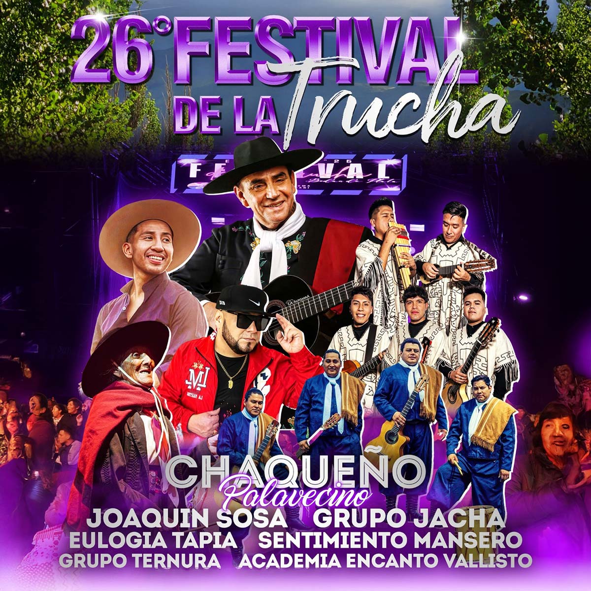 Grilla Artistas Festival De La Trucha viernes 2 de enero de 2026