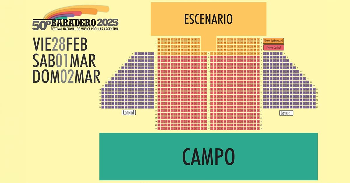 Plano Ubicaciones Entradas Festival De Música Popular Argentina de Baradero 2025