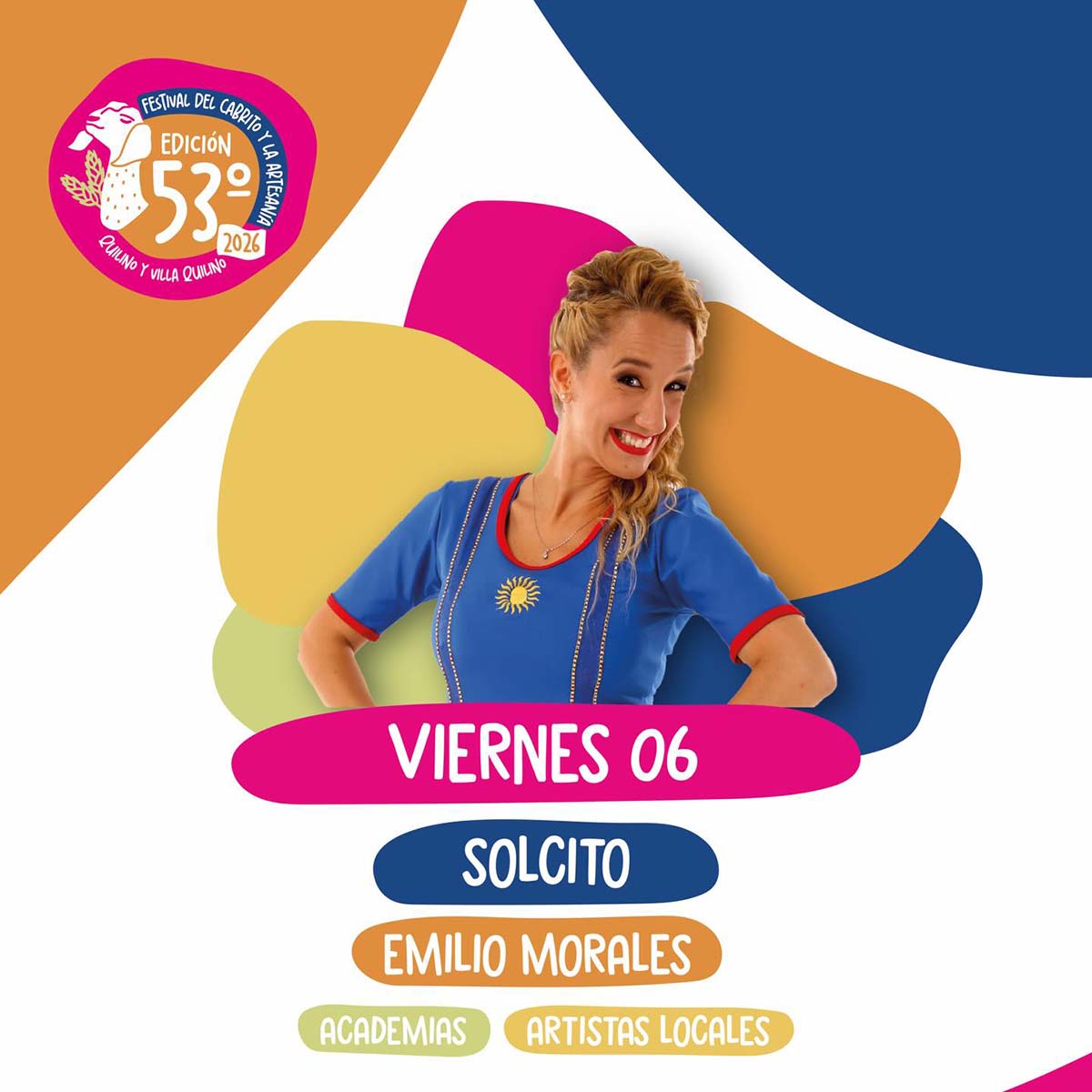 Grilla Artistas Festival Del Cabrito Y La Artesanía de Quilino viernes 6 de febrero de 2026