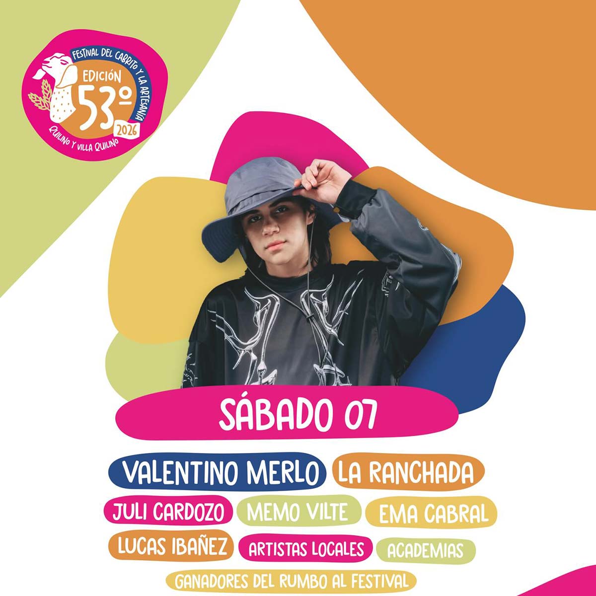 Grilla Artistas Festival Del Cabrito Y La Artesanía de Quilino sábado 7 de febrero de 2026