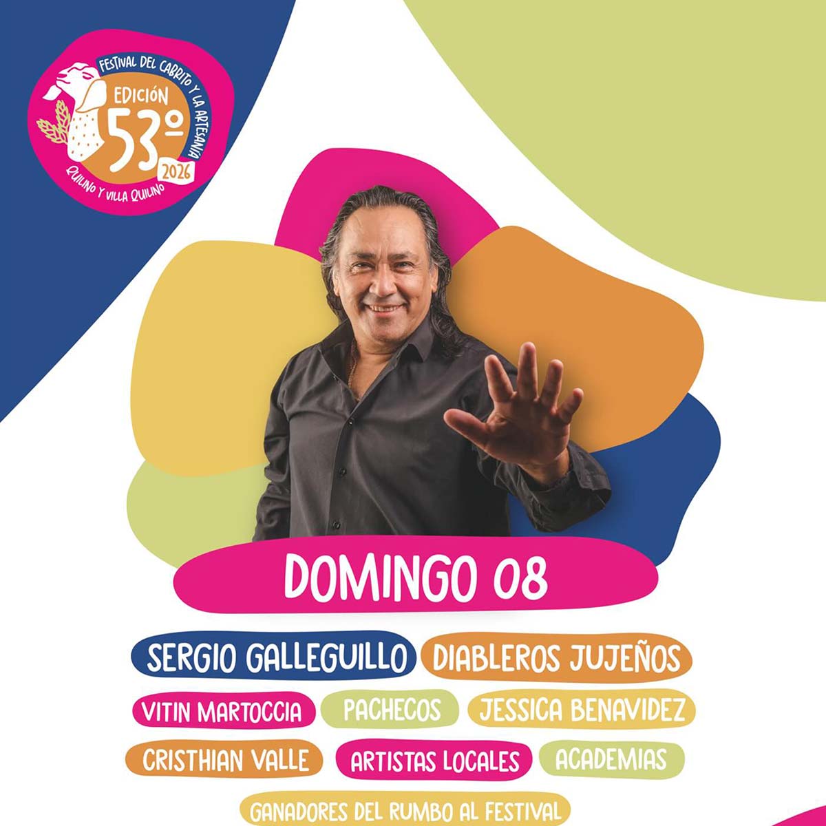 Grilla Artistas Festival Del Cabrito Y La Artesanía de Quilino domingo 8 de febrero de 2026