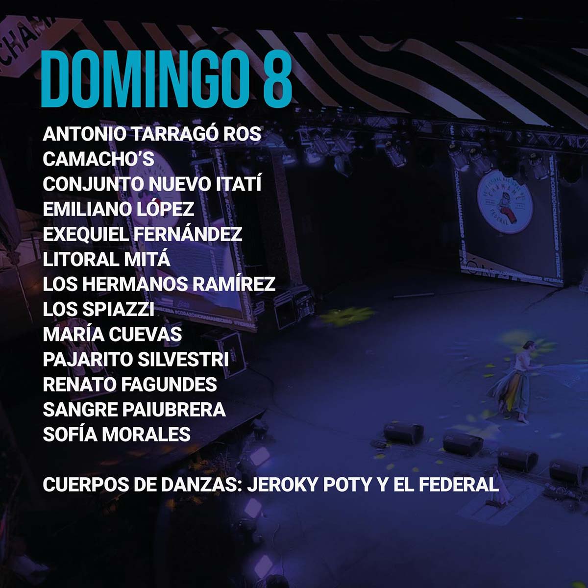 Grilla Artistas Festival Del Chamamé de Federal domingo 8 de febrero de 2026