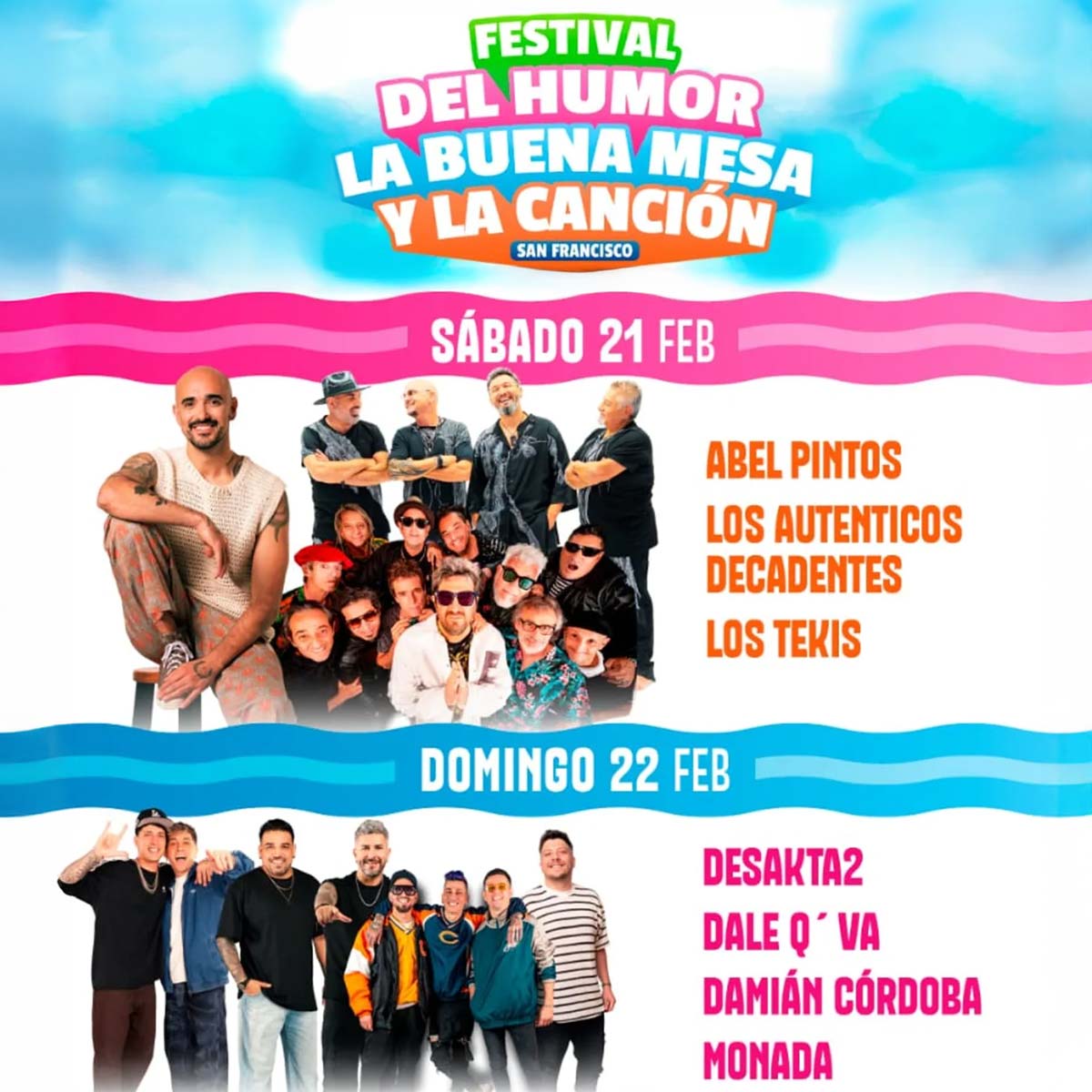 Grilla Artistas Festival del Humor, la Buena Mesa y la Canción 2026