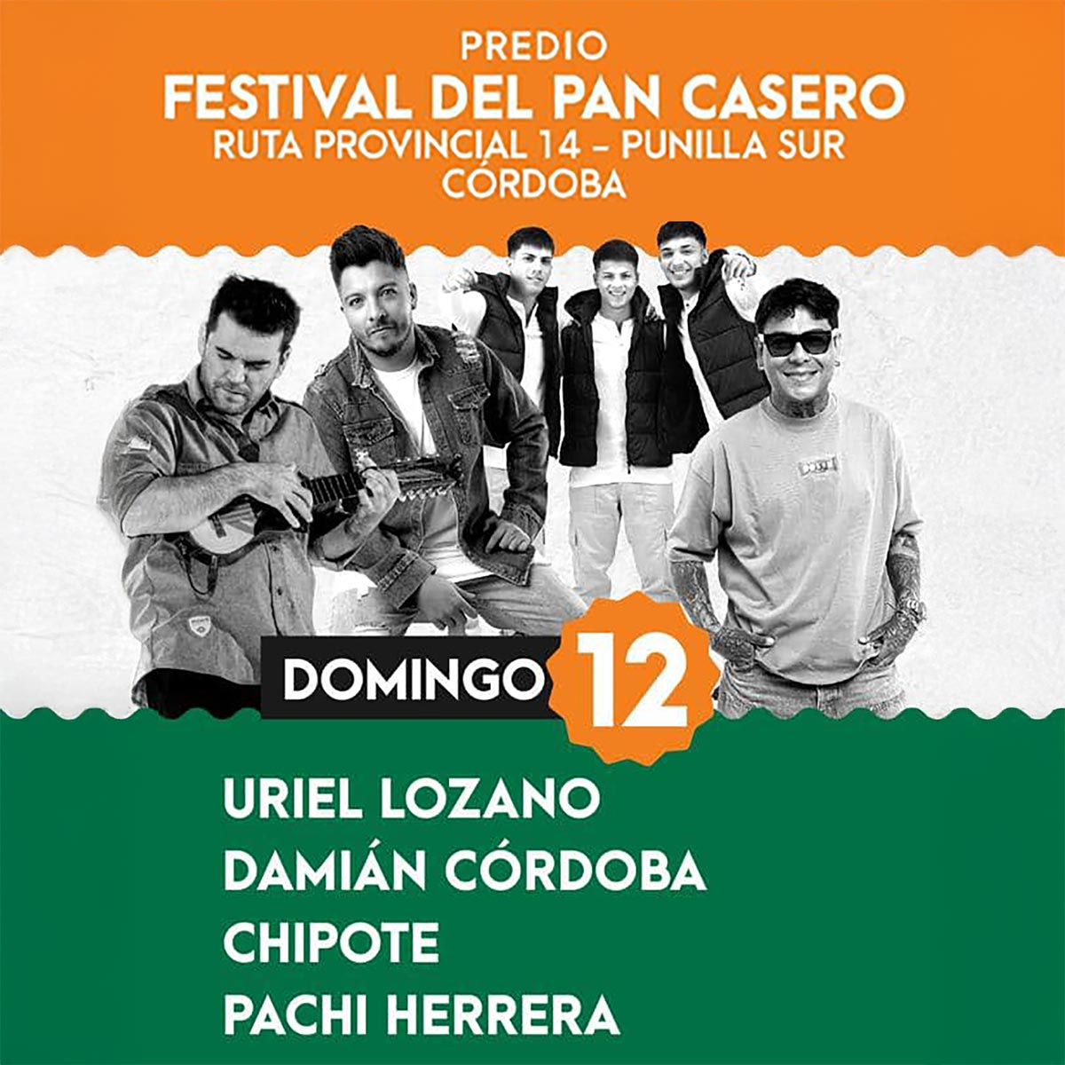 Grilla Artistas Festival del Pan Casero domingo 12 de enero de 2025