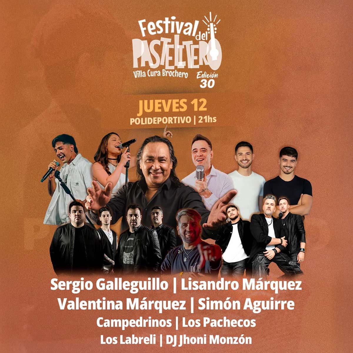 Grilla Artistas Festival Del Pastelitero jueves 12 de febrero de 2026