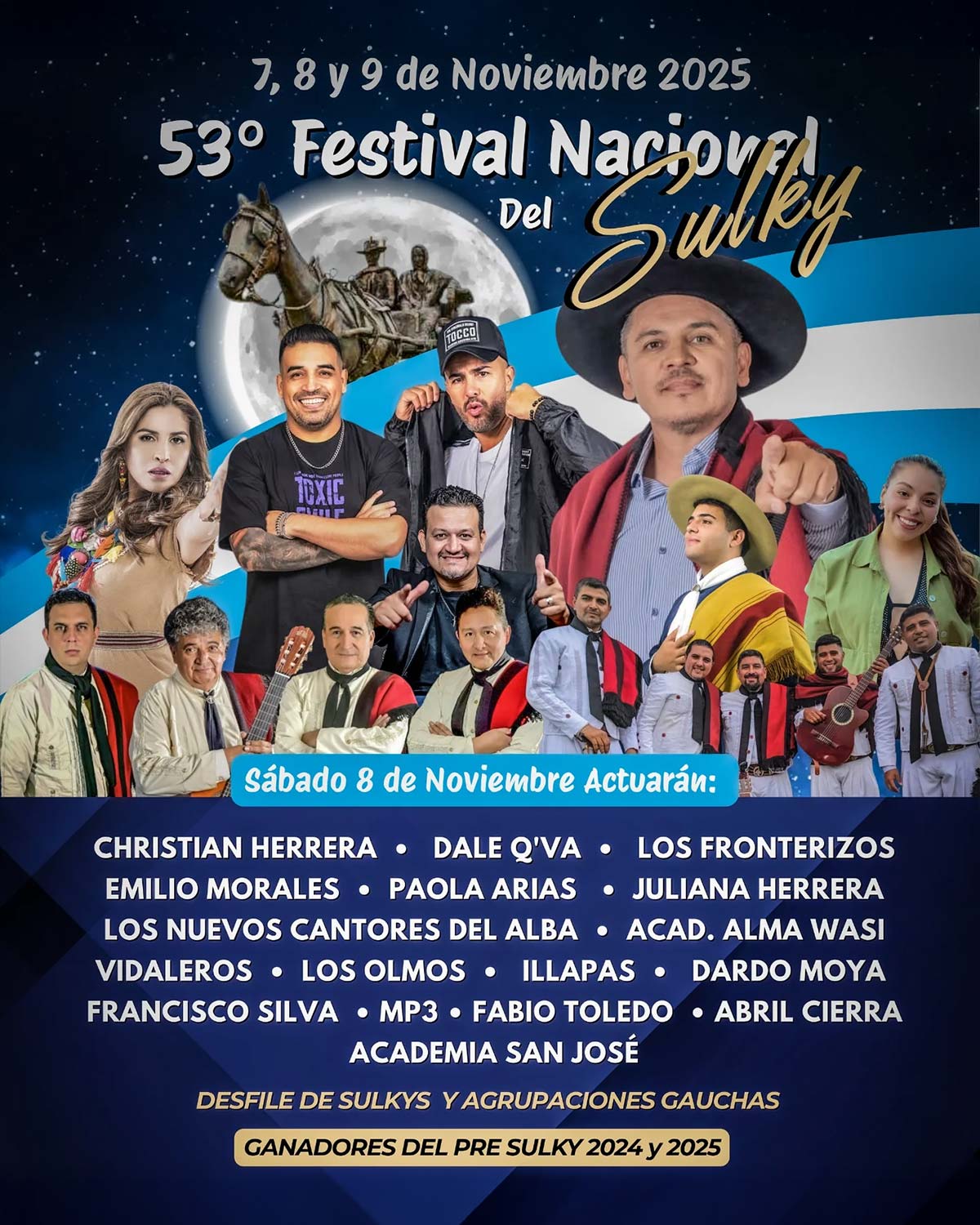 Grilla Artistas Festival Del Sulky de Simoca sábado 8 de noviembre de 2025
