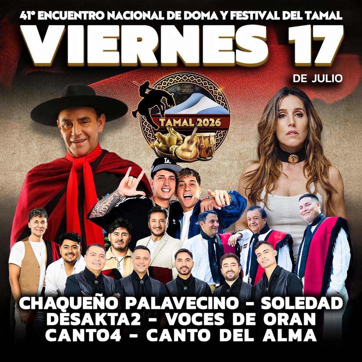 Grilla Artistas Festival Del Tamal viernes 17 de julio de 2026