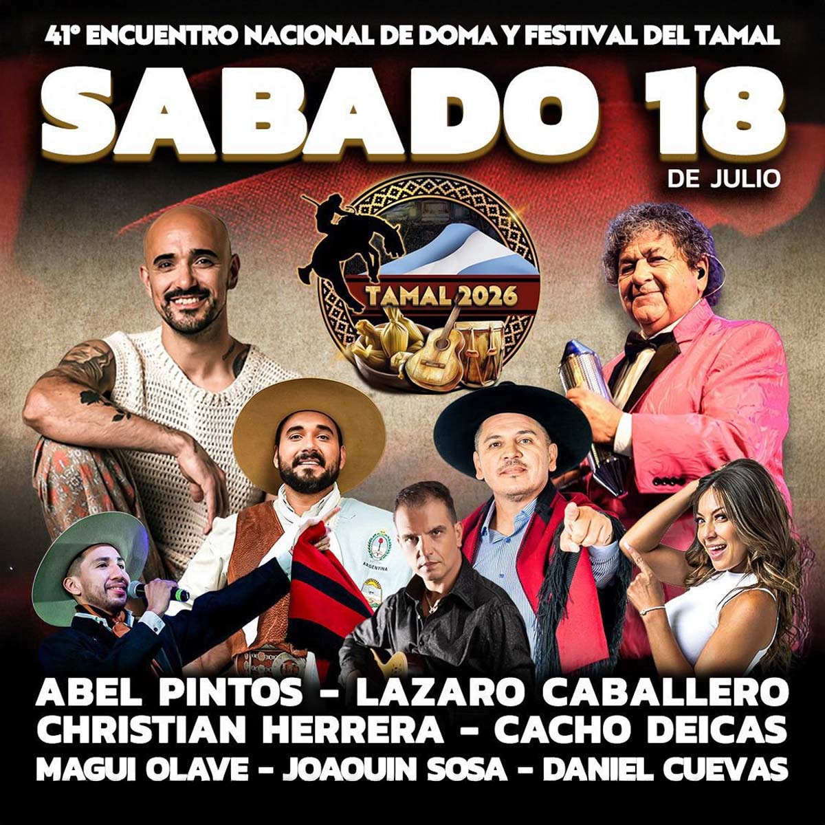 Grilla Artistas Festival Del Tamal sábado 18 de julio de 2026