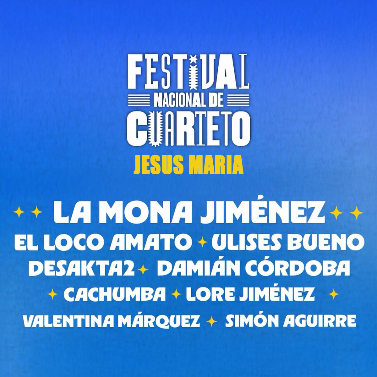 Grilla Artistas Festival Nacional De Cuarteto 2026 en Jesús María