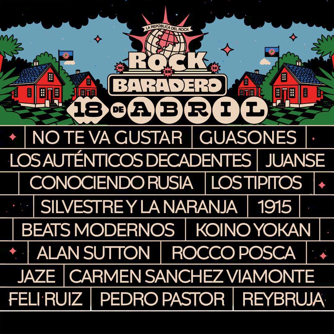 Grilla Artistas Festival Rock en Baradero viernes 18 de abril de 2025