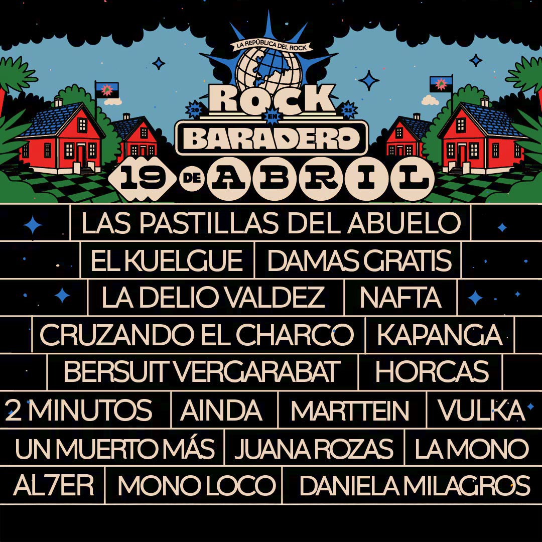 Grilla Artistas Festival Rock en Baradero sábado 19 de abril de 2025