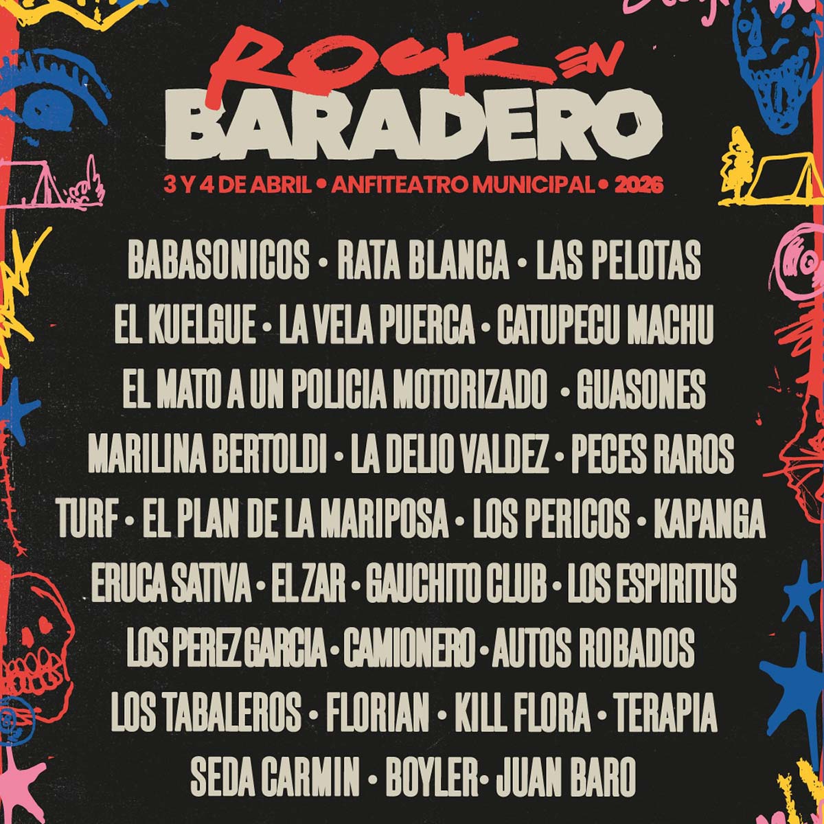 Grilla Artistas Festival Rock en Baradero 2026