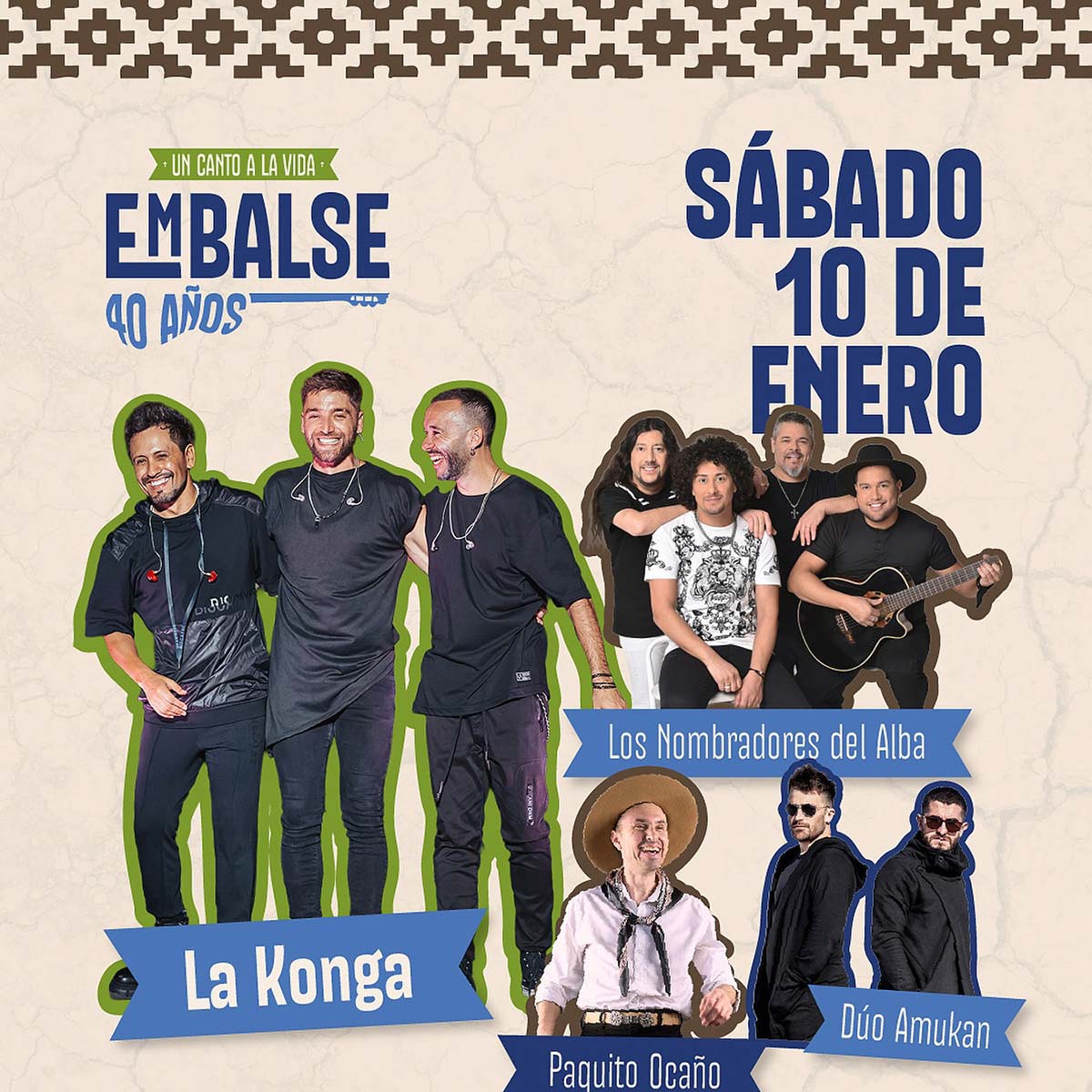 Grilla Artistas Festival Embalse Un Canto A La Vida sábado 10 de enero de 2026