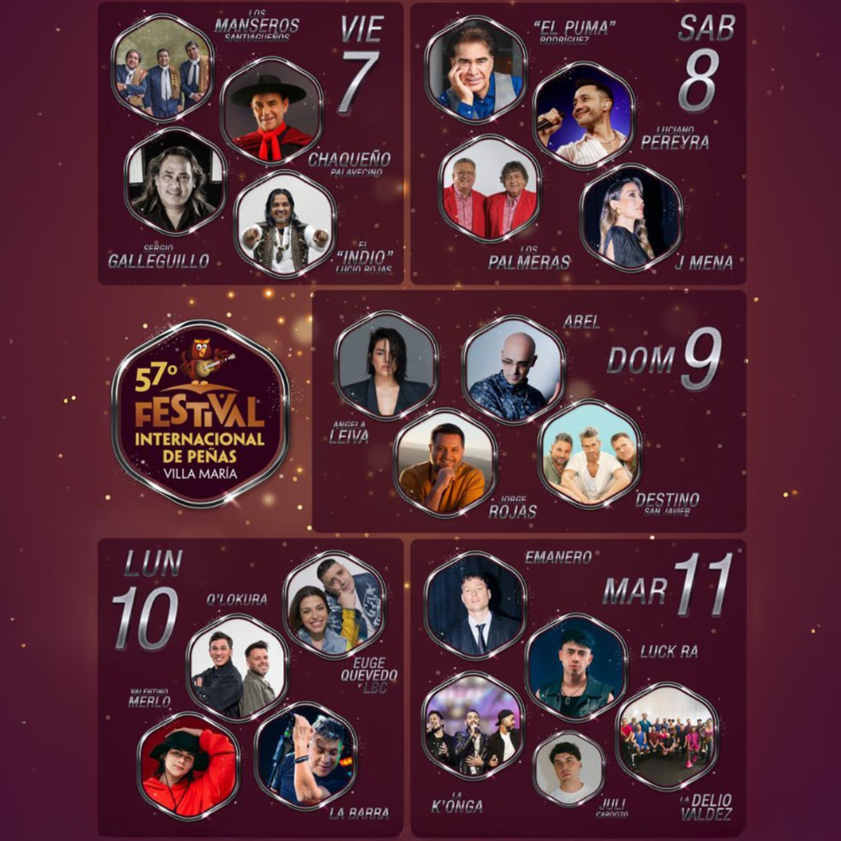 Grilla Artistas Festival Villa Maria 2025