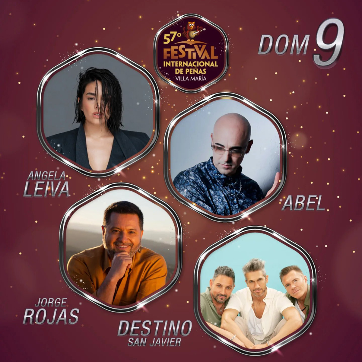 Grilla Festival Villa Maria: Angela Leiva, Abel Pintos, Jorge Rojas y Destino San Javier - Domingo 9 de Febrero