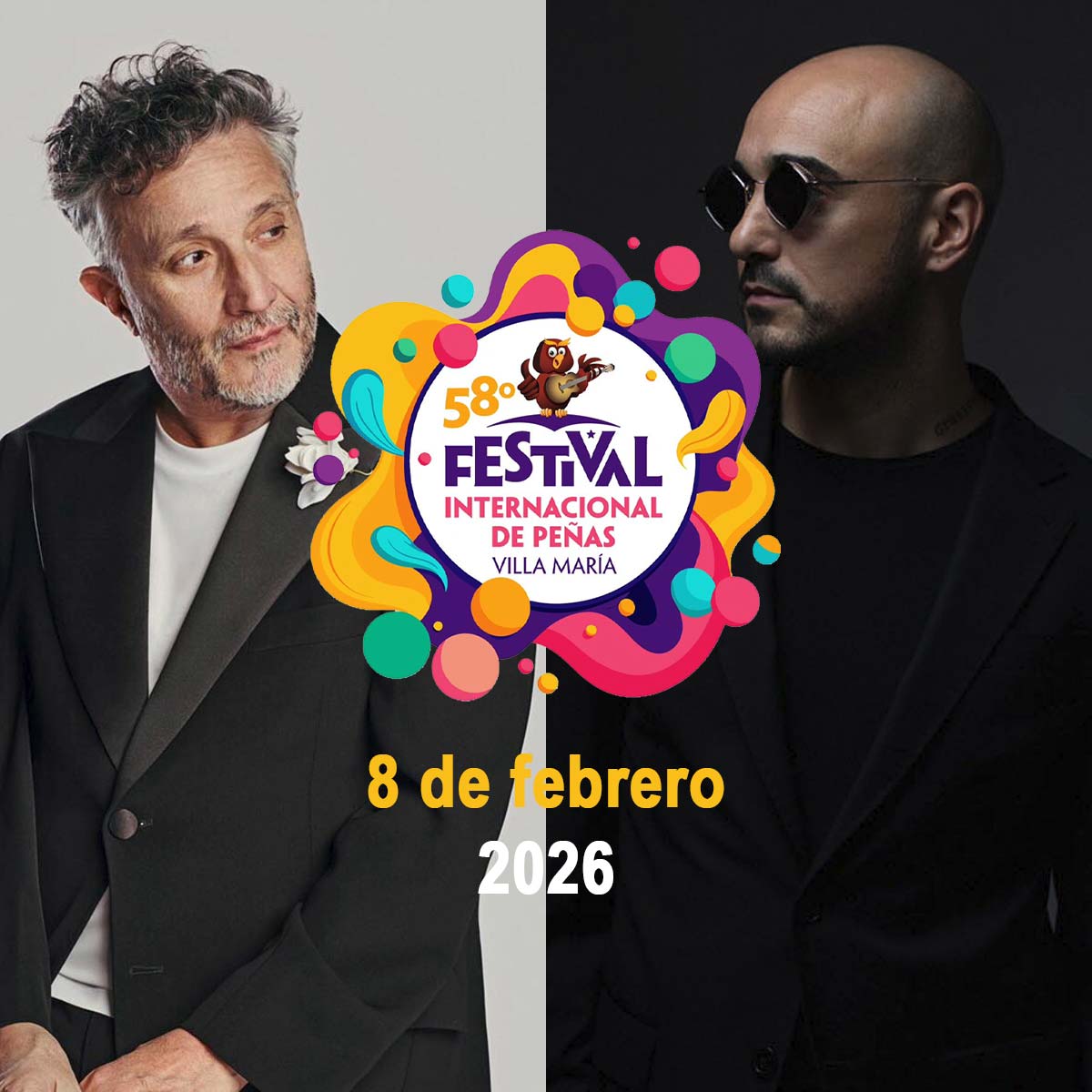 Grilla Artistas Festival Villa Maria domingo 8 de febrero de 2026