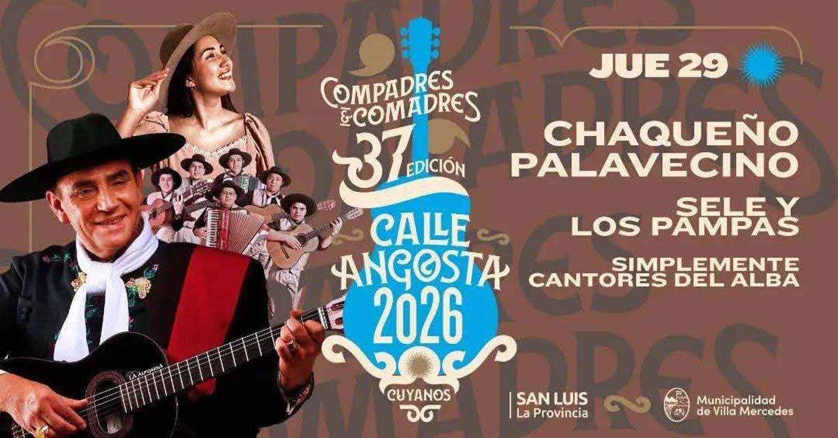 Grilla Artistas Fiesta De La Calle Angosta jueves 29 de enero de 2026
