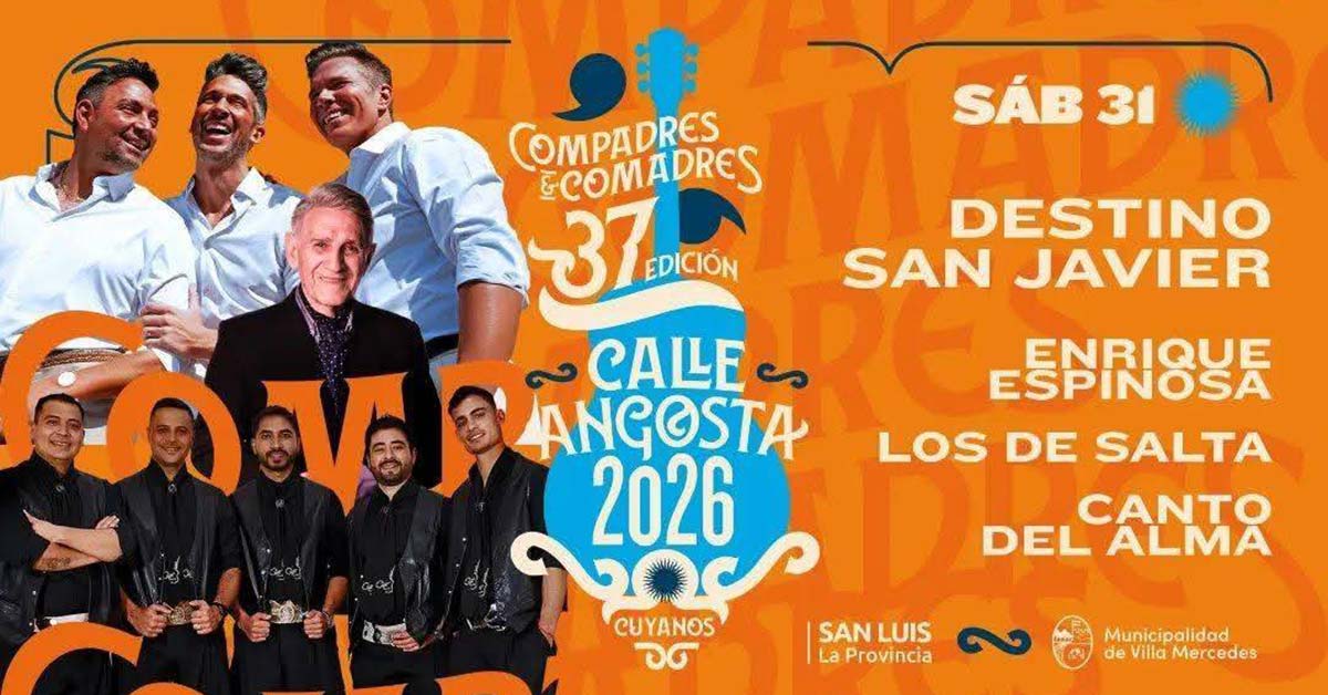Grilla Artistas Fiesta De La Calle Angosta sábado 31 de enero de 2026