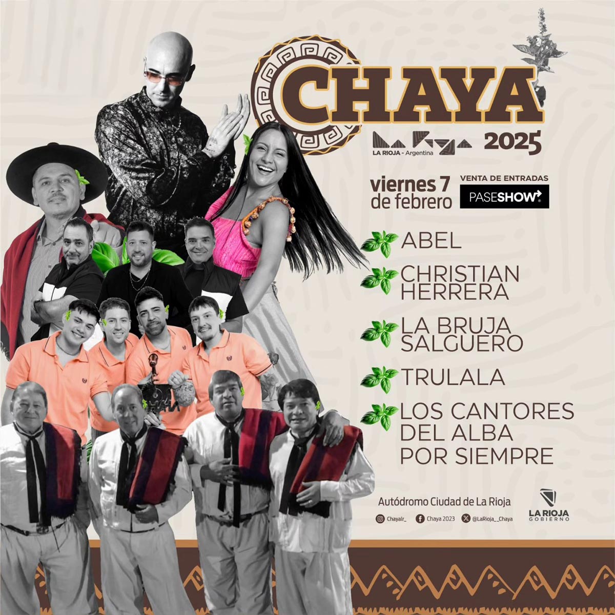Grilla Artistas Festival Fiesta de la Chaya viernes 7 de febrero de 2025