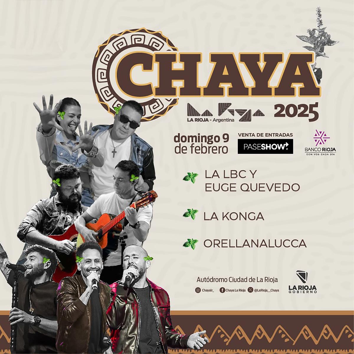 Grilla Artistas Festival Fiesta de la Chaya domingo 9 de febrero de 2025