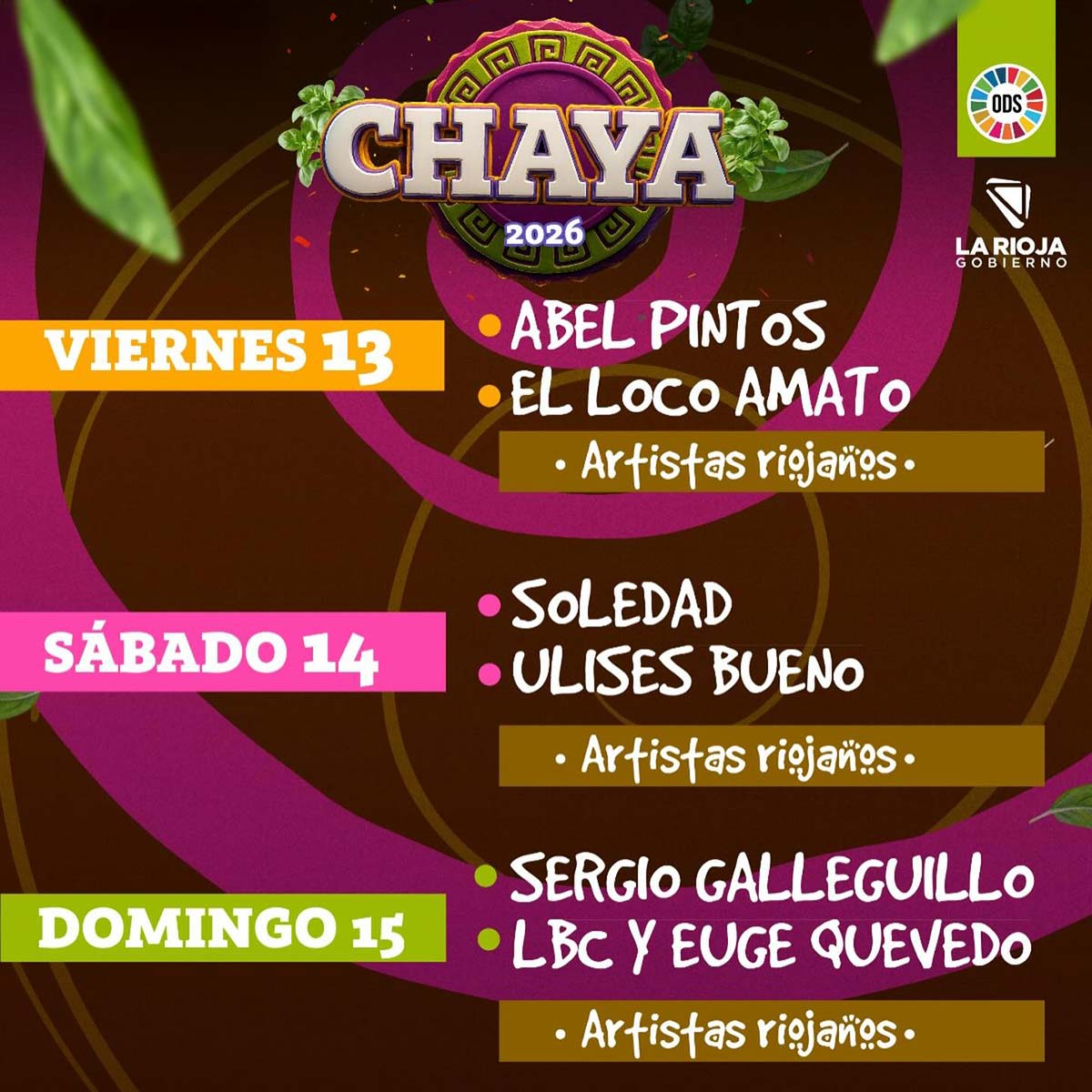 Grilla Artistas Fiesta De La Chaya 2026