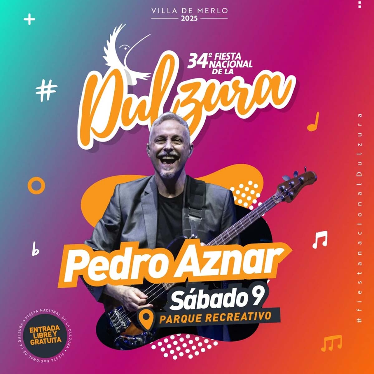 Grilla Artistas Fiesta de la Dulzura de Merlo sábado 9 de agosto de 2025