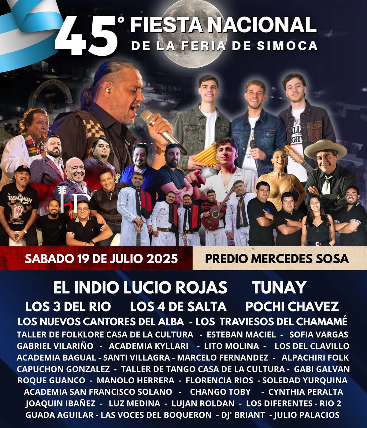Grilla Artistas Fiesta De La Feria sábado 19 de julio de 2025