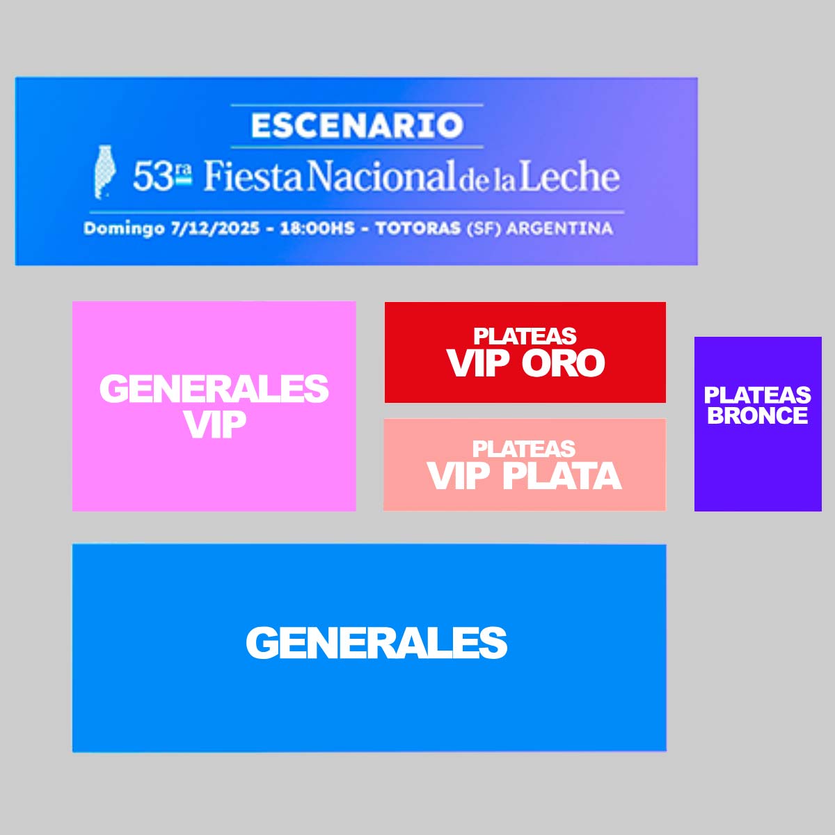 Plano Ubicaciones Entradas Fiesta De La Leche de Totoras 2025