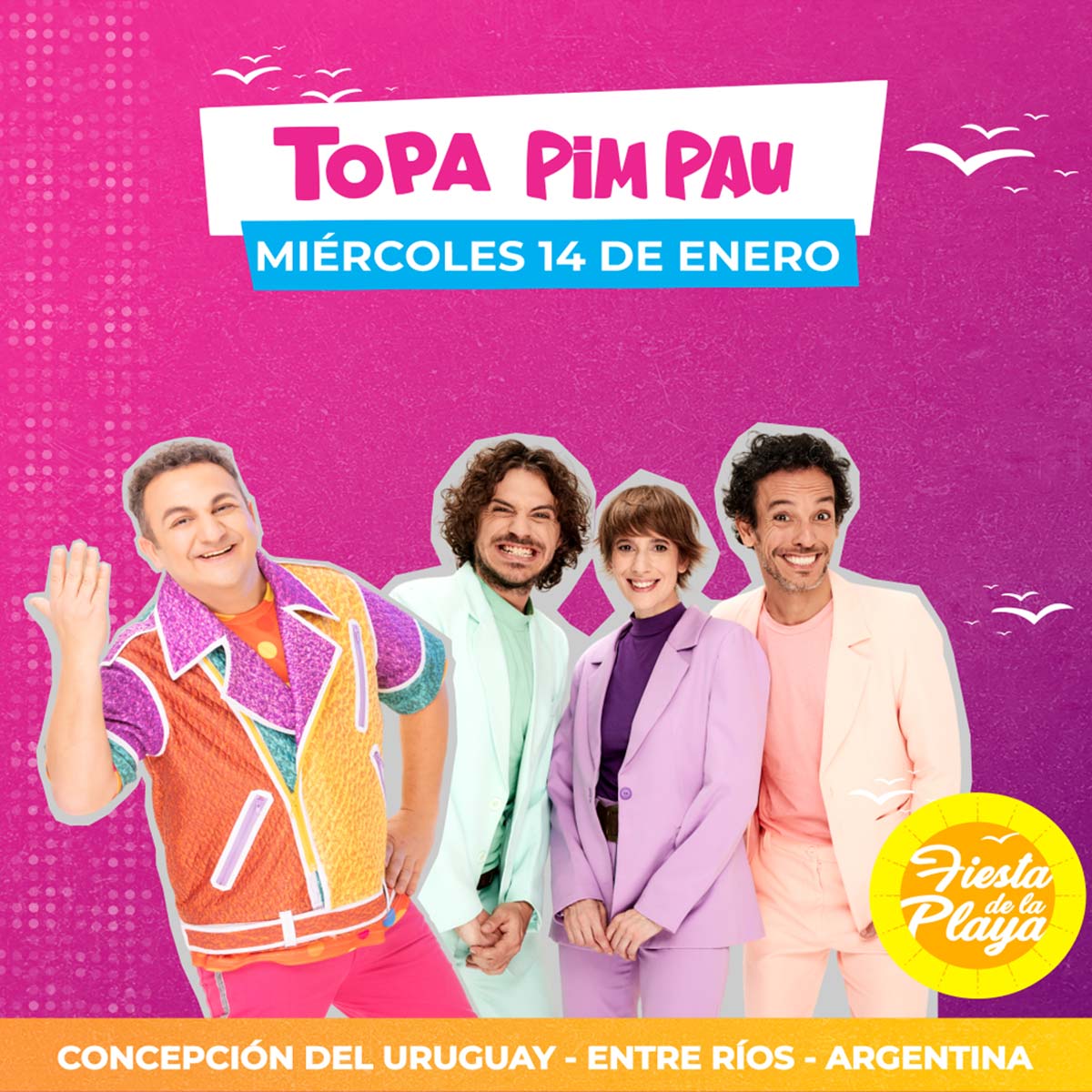 Grilla Artistas Fiesta de la Playa de Río de Concepción del Uruguay miércoles 14 de enero de 2026