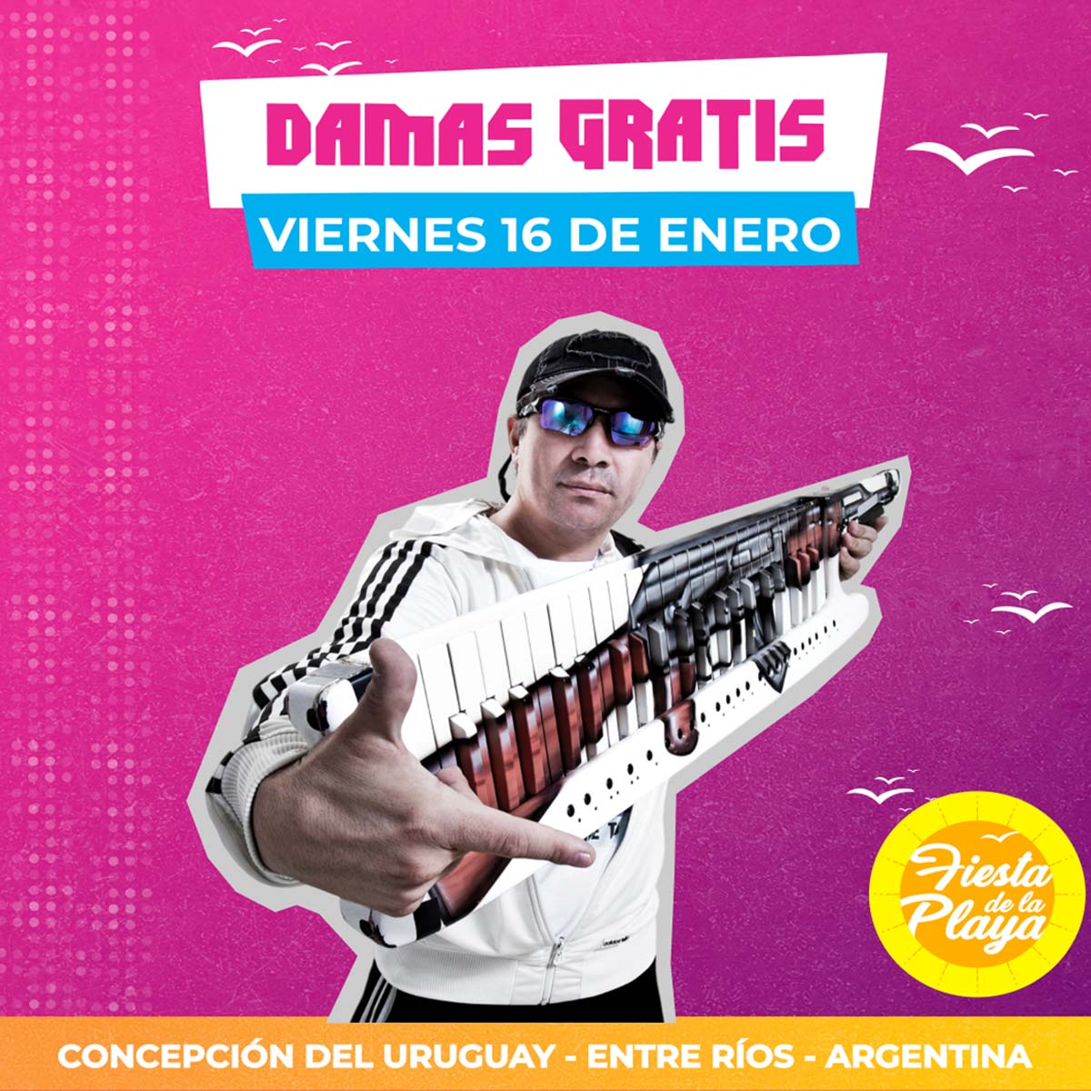 Grilla Artistas Fiesta de la Playa de Río de Concepción del Uruguay viernes 16 de enero de 2026